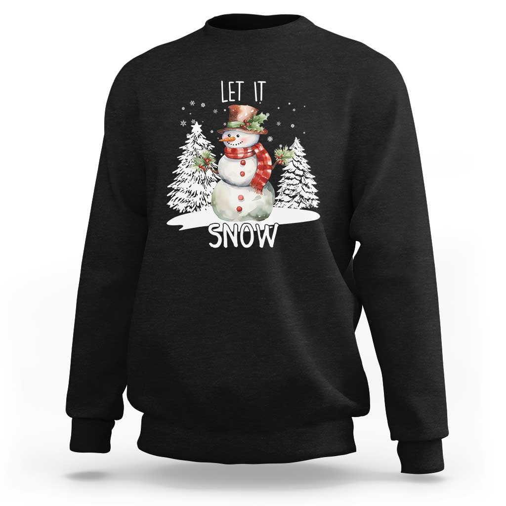 Christmas Let It Snow Sweatshirt Funny Snowman Snowflakes Xmas Tree - Wonder Print Shop