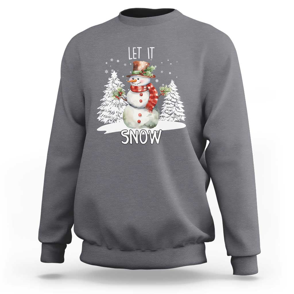 Christmas Let It Snow Sweatshirt Funny Snowman Snowflakes Xmas Tree - Wonder Print Shop