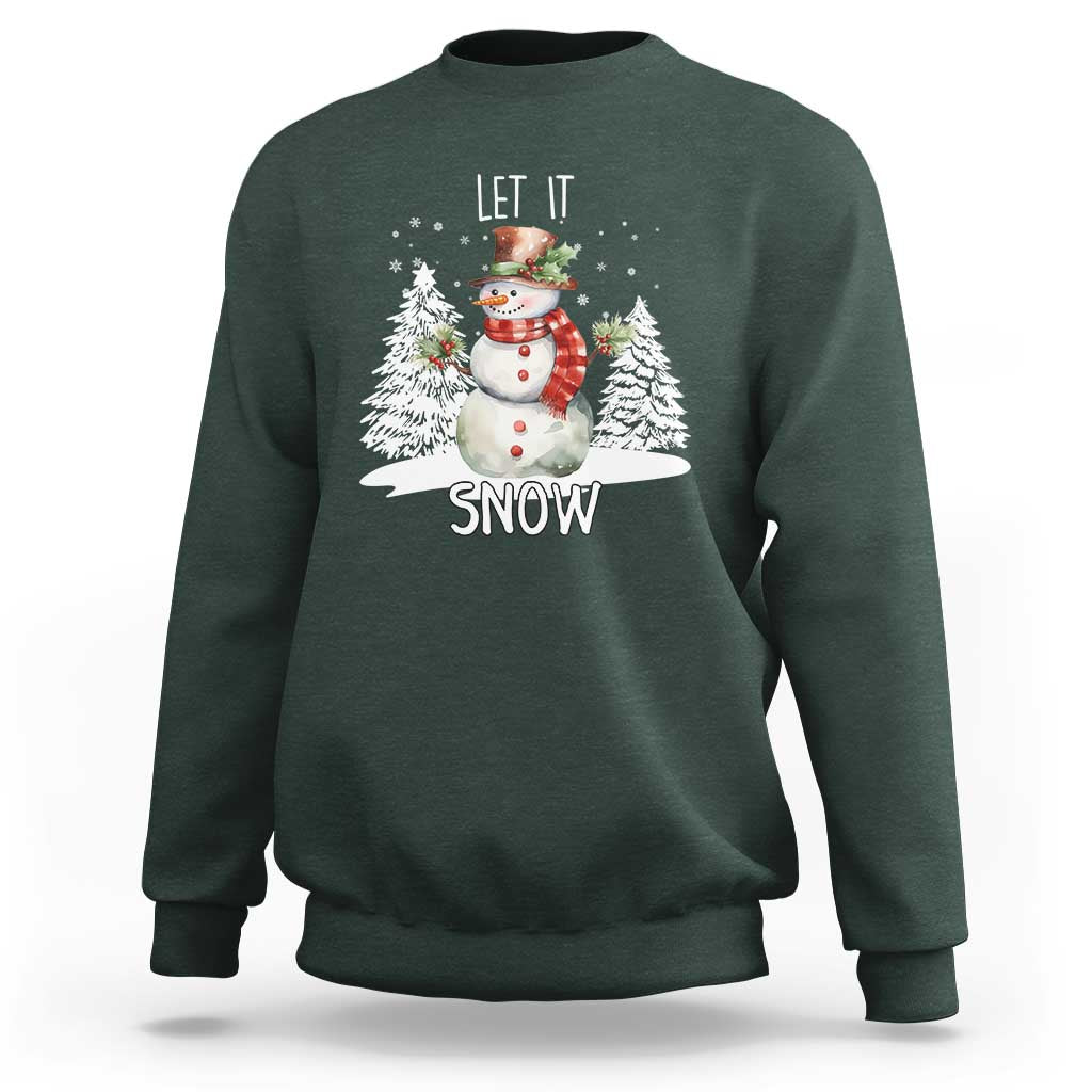 Christmas Let It Snow Sweatshirt Funny Snowman Snowflakes Xmas Tree - Wonder Print Shop
