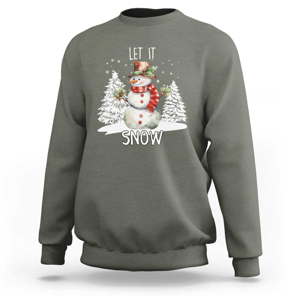 Christmas Let It Snow Sweatshirt Funny Snowman Snowflakes Xmas Tree - Wonder Print Shop