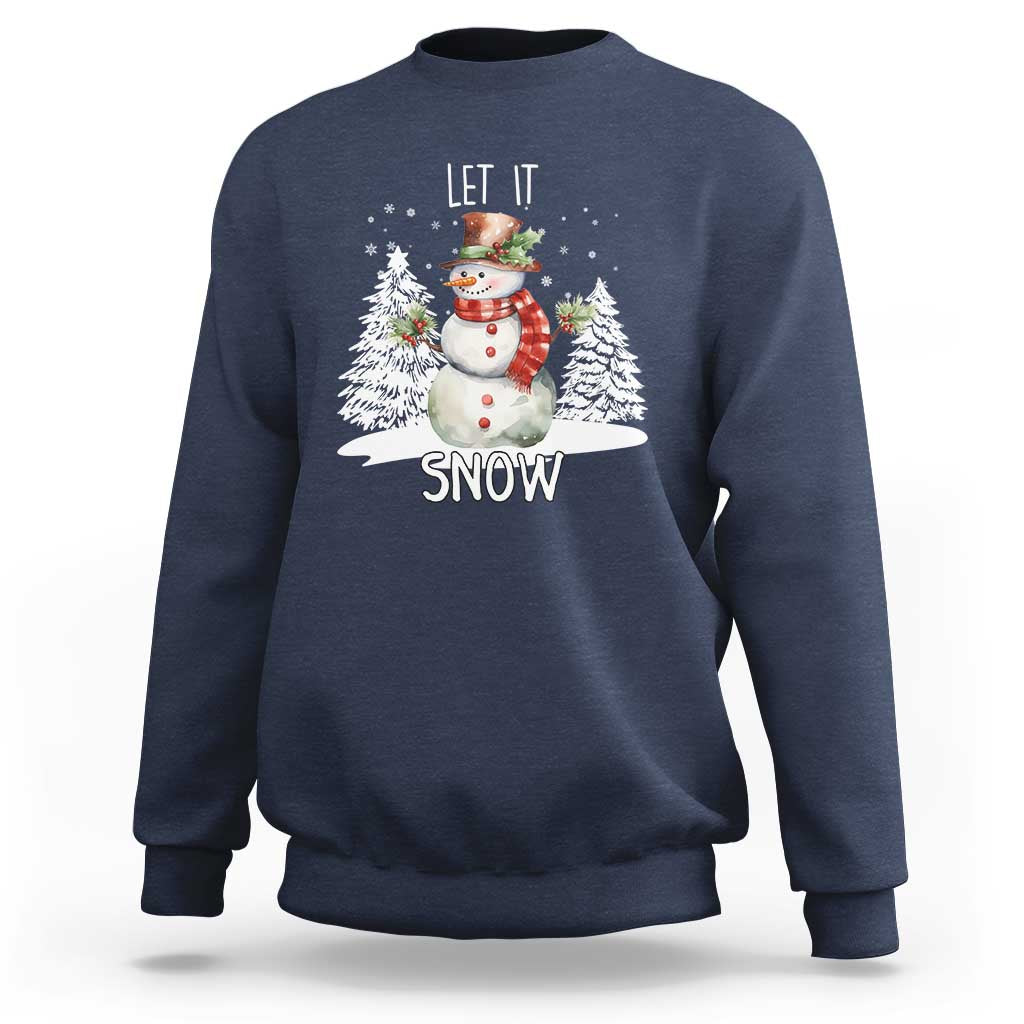 Christmas Let It Snow Sweatshirt Funny Snowman Snowflakes Xmas Tree - Wonder Print Shop