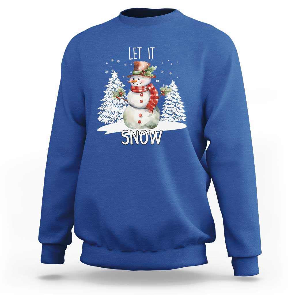 Christmas Let It Snow Sweatshirt Funny Snowman Snowflakes Xmas Tree - Wonder Print Shop