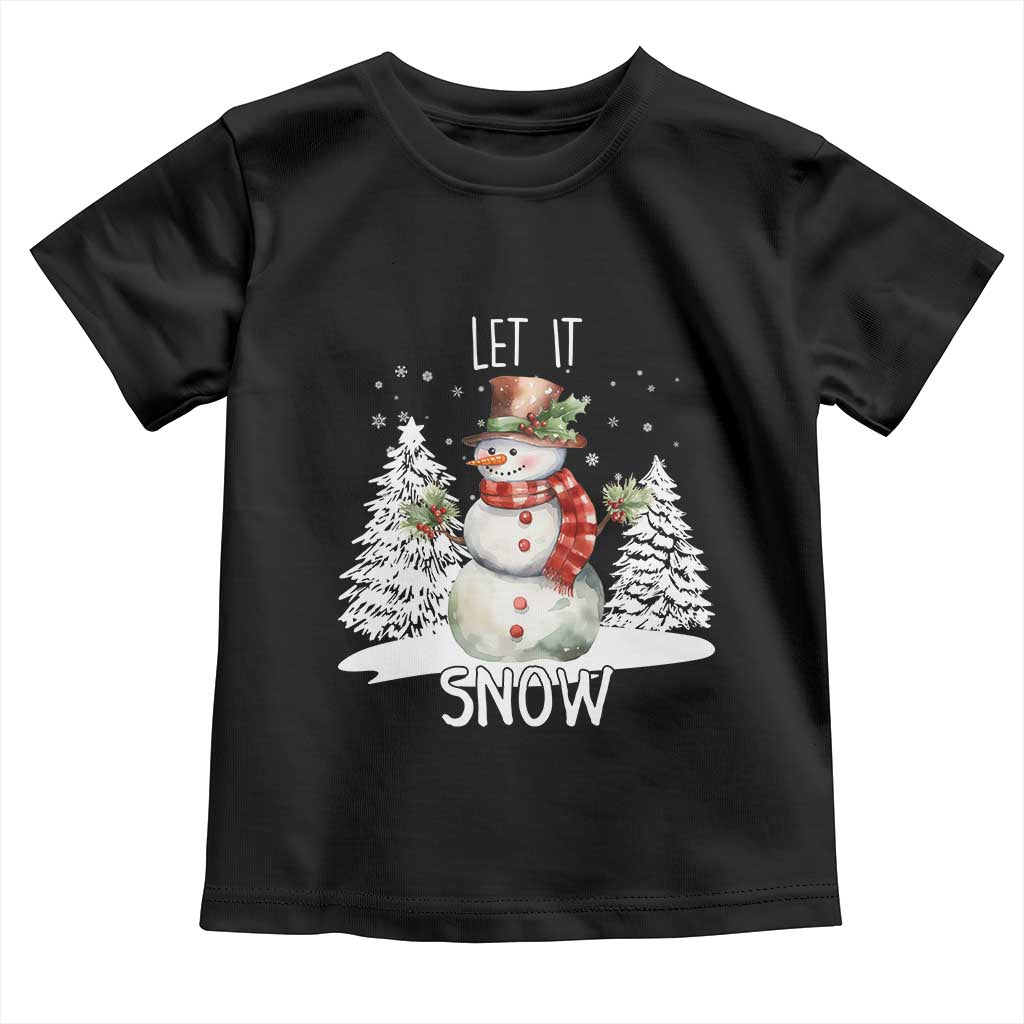 Christmas Let It Snow Toddler T Shirt Funny Snowman Snowflakes Xmas Tree