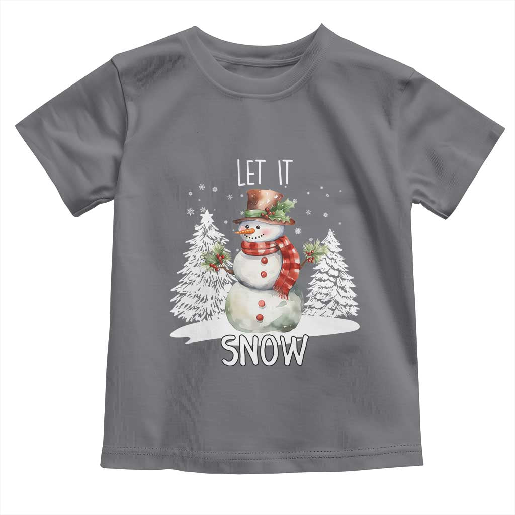 Christmas Let It Snow Toddler T Shirt Funny Snowman Snowflakes Xmas Tree