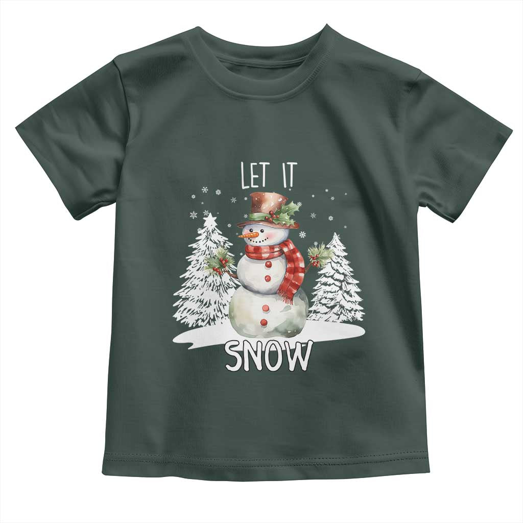 Christmas Let It Snow Toddler T Shirt Funny Snowman Snowflakes Xmas Tree