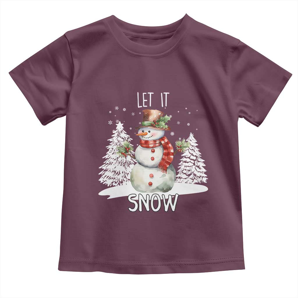 Christmas Let It Snow Toddler T Shirt Funny Snowman Snowflakes Xmas Tree