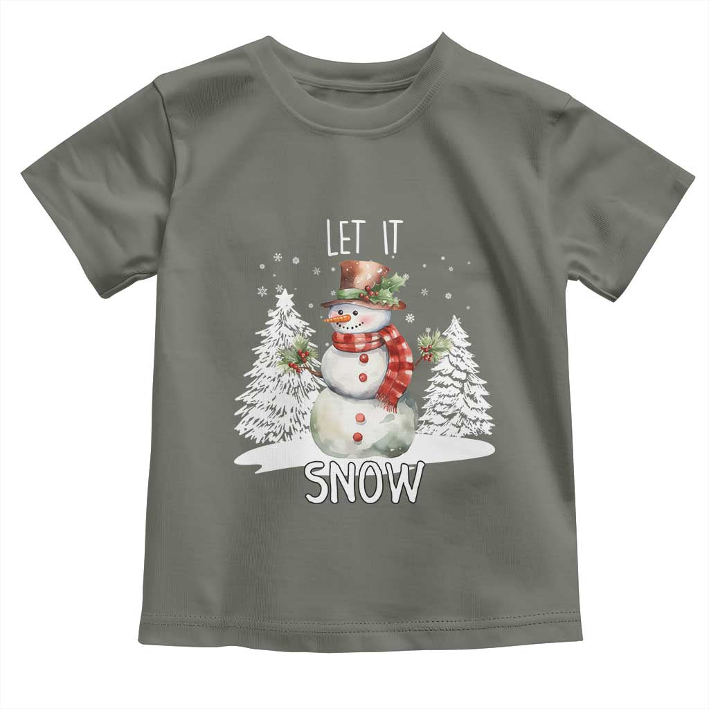 Christmas Let It Snow Toddler T Shirt Funny Snowman Snowflakes Xmas Tree