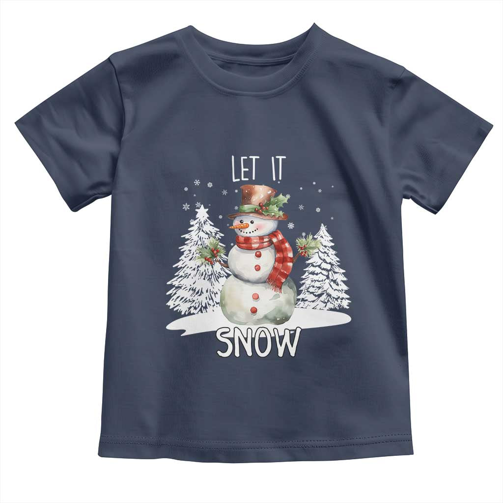 Christmas Let It Snow Toddler T Shirt Funny Snowman Snowflakes Xmas Tree