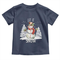Christmas Let It Snow Toddler T Shirt Funny Snowman Snowflakes Xmas Tree