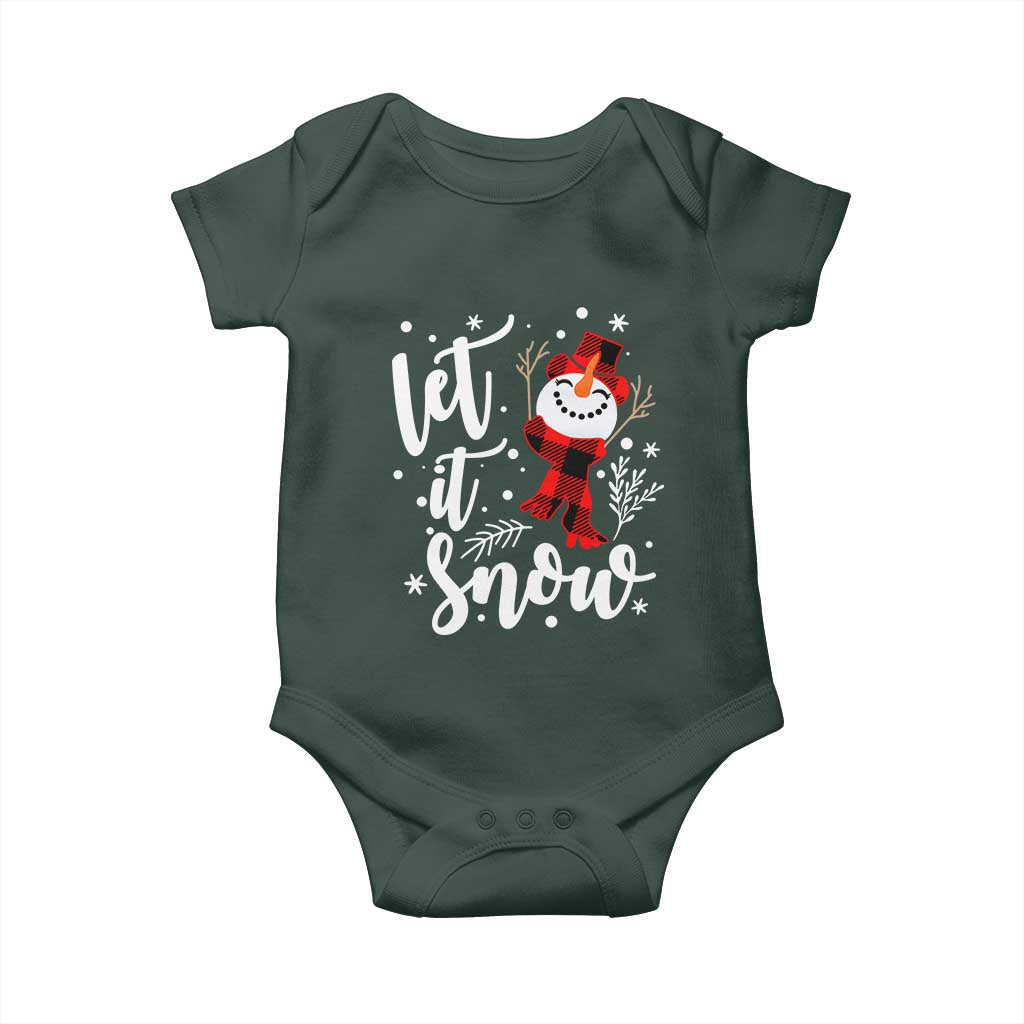 Christmas Let It Snow Baby Onesie Funny Snowman Snowflakes