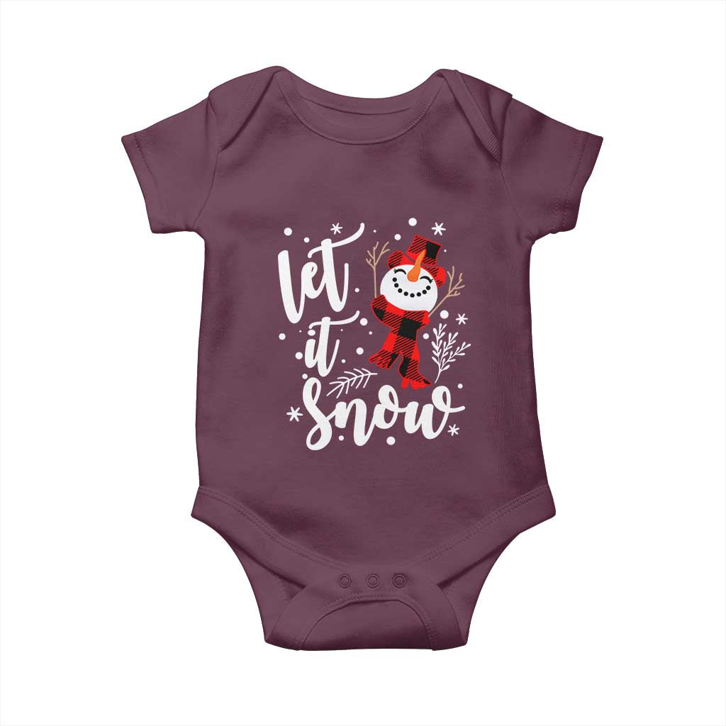 Christmas Let It Snow Baby Onesie Funny Snowman Snowflakes