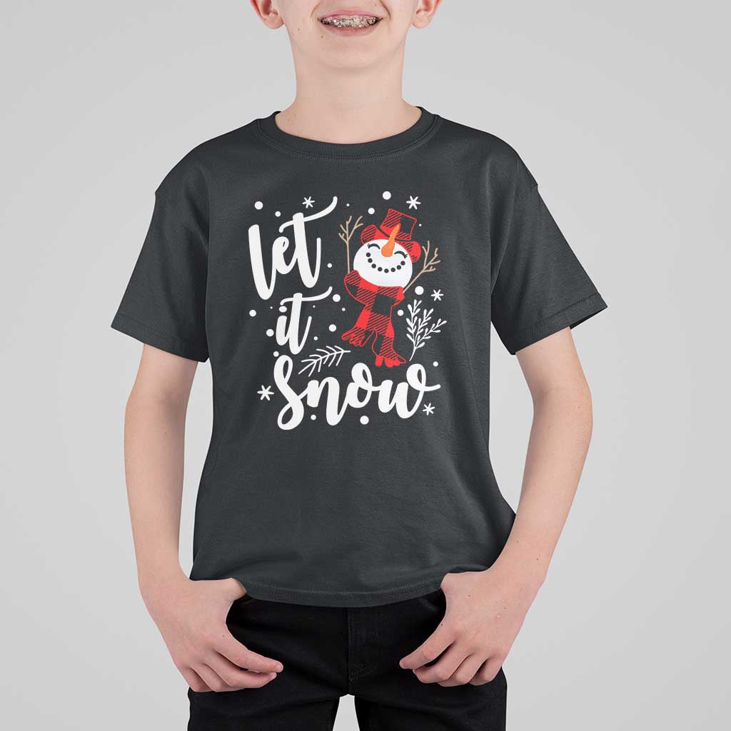 Christmas Let It Snow T Shirt For Kid Funny Snowman Snowflakes - Wonder Print Shop