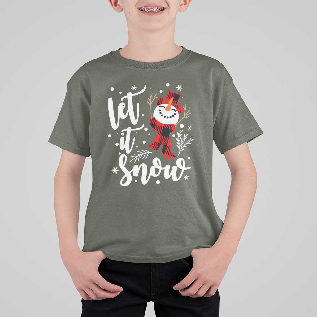 Christmas Let It Snow T Shirt For Kid Funny Snowman Snowflakes - Wonder Print Shop