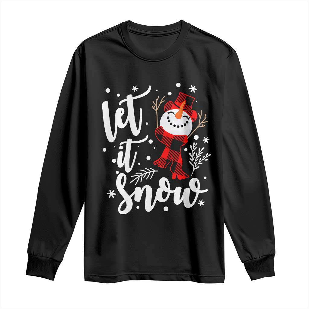 Christmas Let It Snow Long Sleeve Shirt Funny Snowman Snowflakes