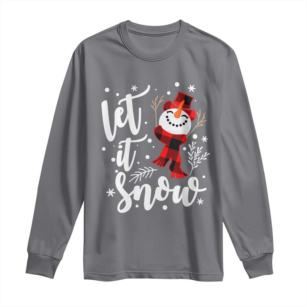 Christmas Let It Snow Long Sleeve Shirt Funny Snowman Snowflakes
