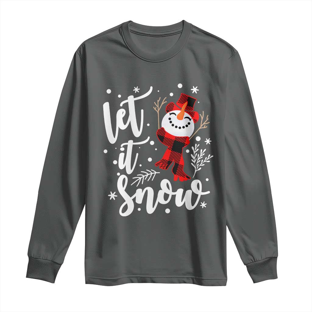 Christmas Let It Snow Long Sleeve Shirt Funny Snowman Snowflakes