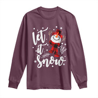 Christmas Let It Snow Long Sleeve Shirt Funny Snowman Snowflakes