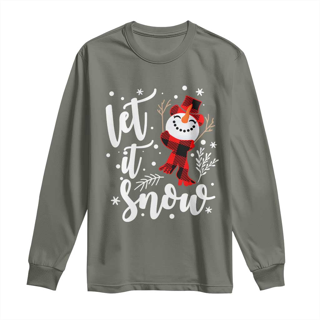 Christmas Let It Snow Long Sleeve Shirt Funny Snowman Snowflakes
