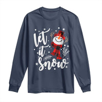 Christmas Let It Snow Long Sleeve Shirt Funny Snowman Snowflakes
