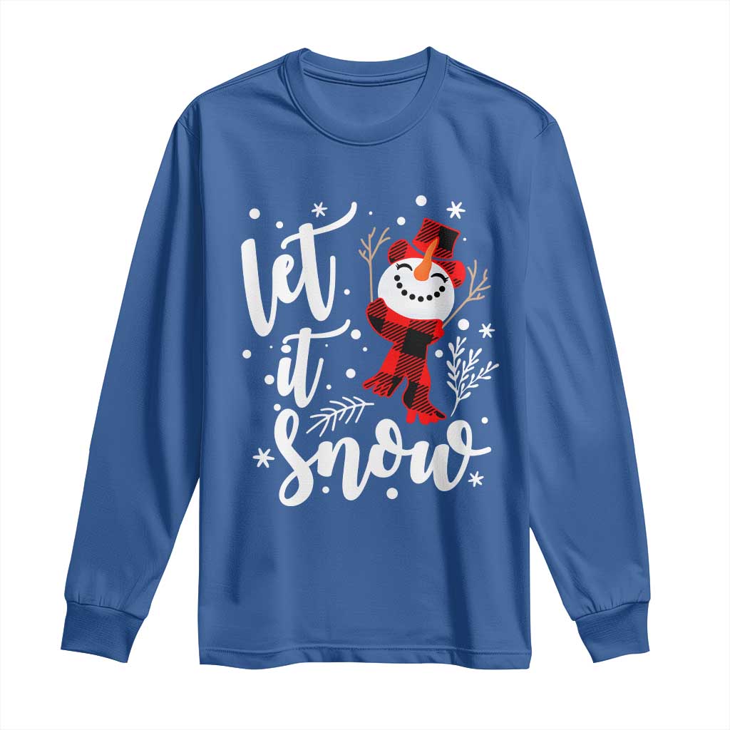 Christmas Let It Snow Long Sleeve Shirt Funny Snowman Snowflakes