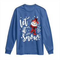 Christmas Let It Snow Long Sleeve Shirt Funny Snowman Snowflakes