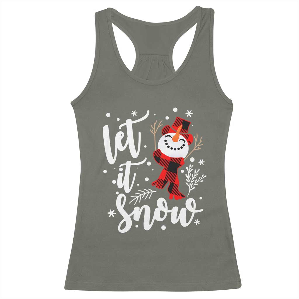 Christmas Let It Snow Racerback Tank Top Funny Snowman Snowflakes
