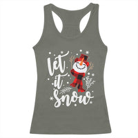 Christmas Let It Snow Racerback Tank Top Funny Snowman Snowflakes