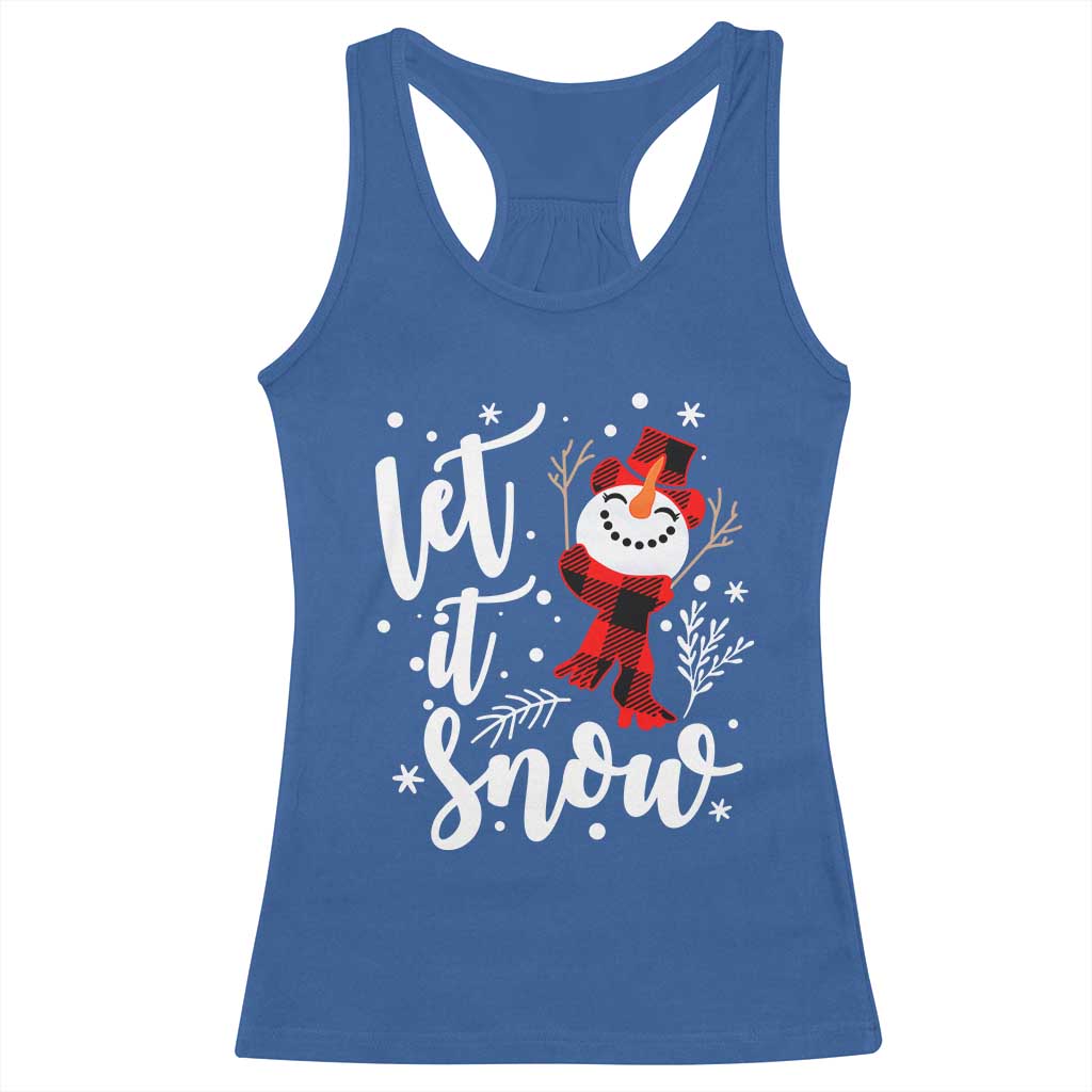 Christmas Let It Snow Racerback Tank Top Funny Snowman Snowflakes