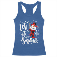 Christmas Let It Snow Racerback Tank Top Funny Snowman Snowflakes