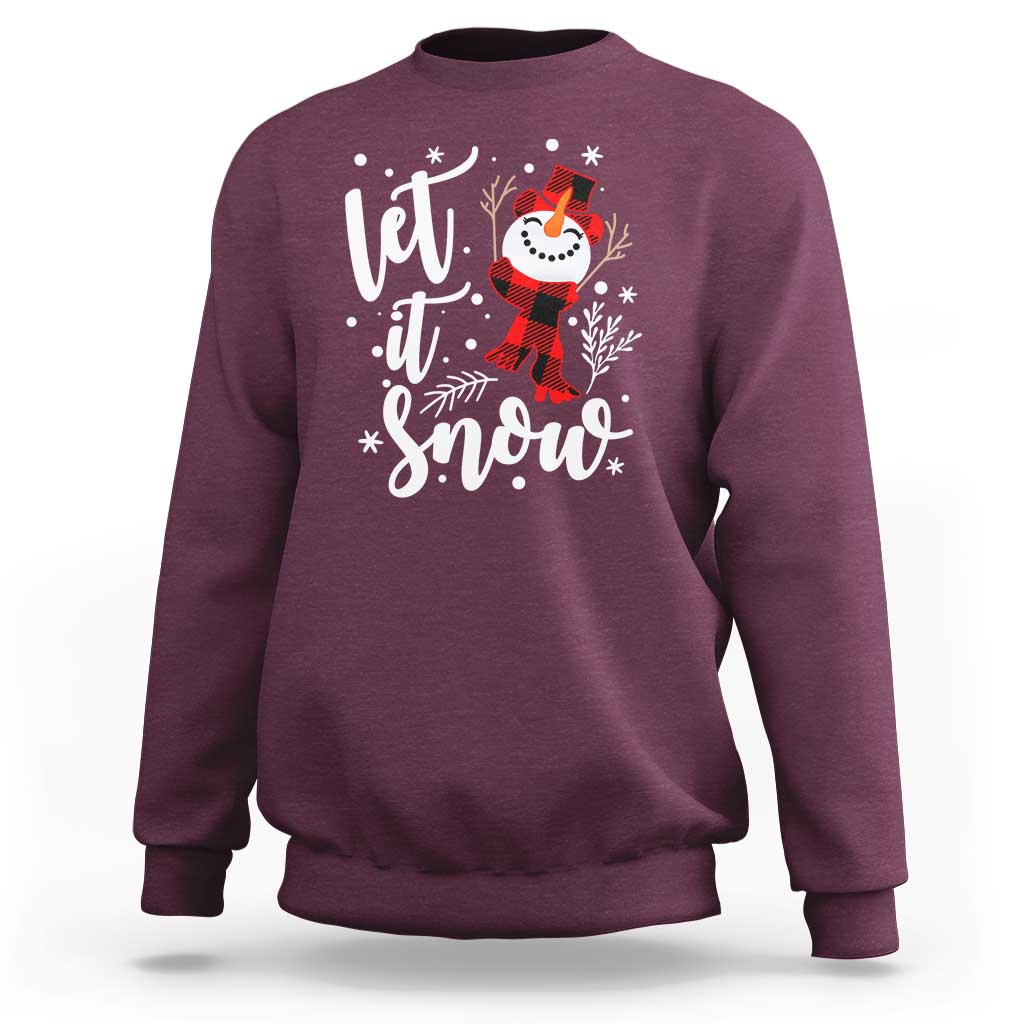 Christmas Let It Snow Sweatshirt Funny Snowman Snowflakes - Wonder Print Shop