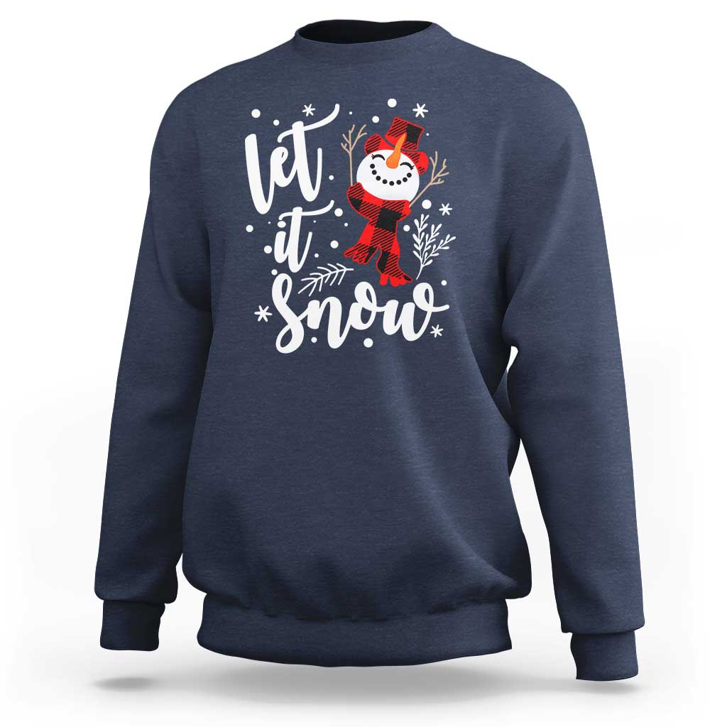 Christmas Let It Snow Sweatshirt Funny Snowman Snowflakes - Wonder Print Shop