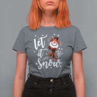 Christmas Let It Snow T Shirt For Women Funny Snowman Snowflakes - Wonder Print Shop