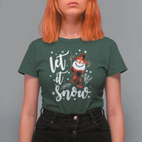 Christmas Let It Snow T Shirt For Women Funny Snowman Snowflakes - Wonder Print Shop