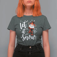 Christmas Let It Snow T Shirt For Women Funny Snowman Snowflakes - Wonder Print Shop