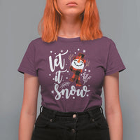 Christmas Let It Snow T Shirt For Women Funny Snowman Snowflakes - Wonder Print Shop