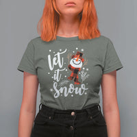 Christmas Let It Snow T Shirt For Women Funny Snowman Snowflakes - Wonder Print Shop