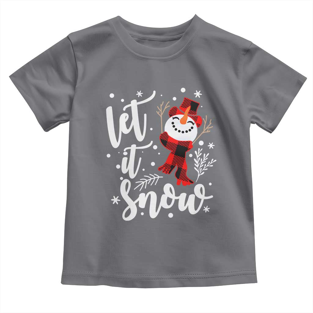 Christmas Let It Snow Toddler T Shirt Funny Snowman Snowflakes