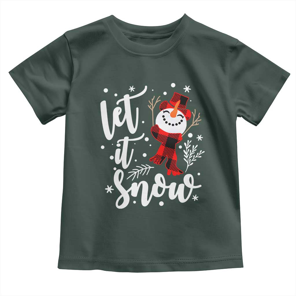 Christmas Let It Snow Toddler T Shirt Funny Snowman Snowflakes