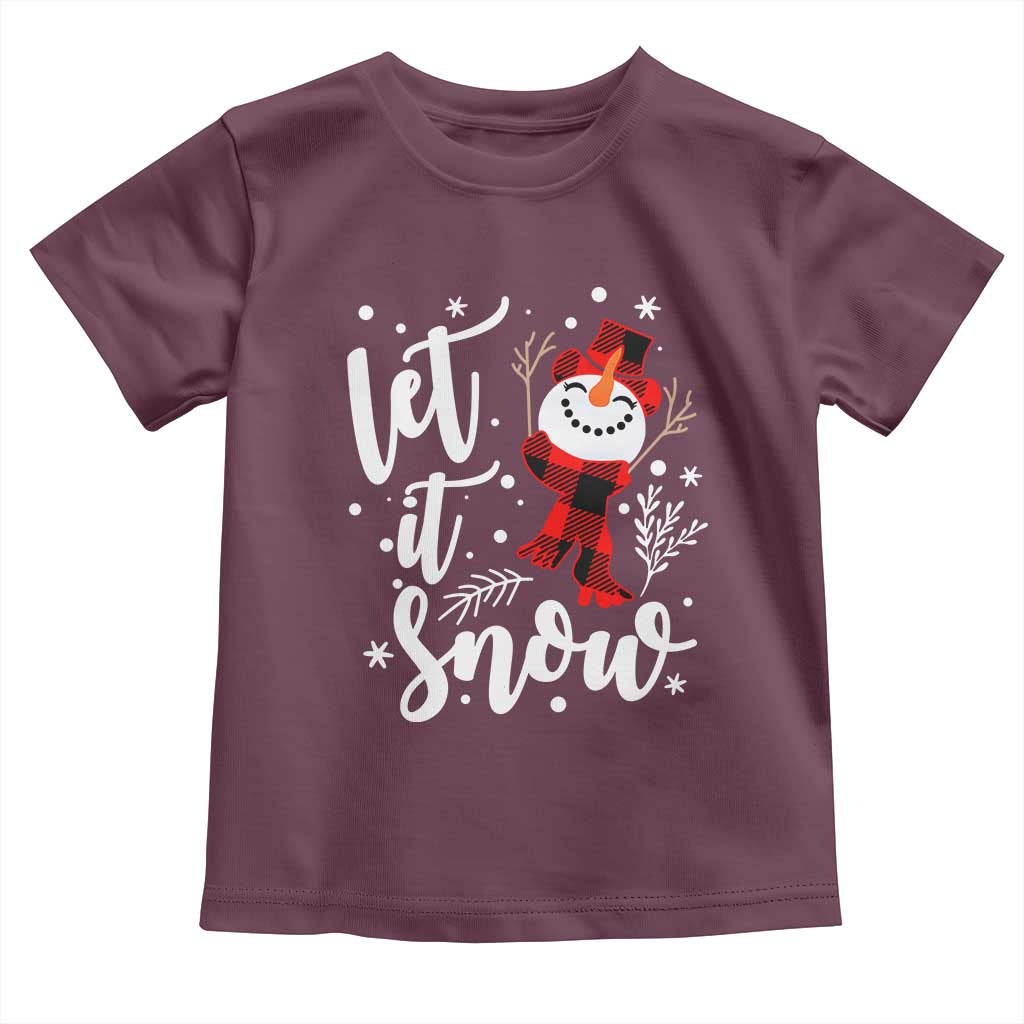 Christmas Let It Snow Toddler T Shirt Funny Snowman Snowflakes