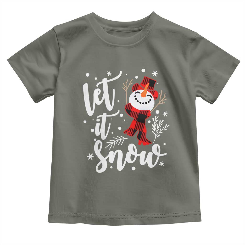 Christmas Let It Snow Toddler T Shirt Funny Snowman Snowflakes