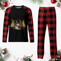 Snowman Plaid Pajama Set Cute Winter Leopard Xmas Tree Farm - Wonder Print Shop