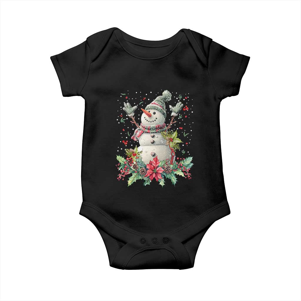 Christmas Snowman Baby Onesie Retro Winter Holiday Gift For Her