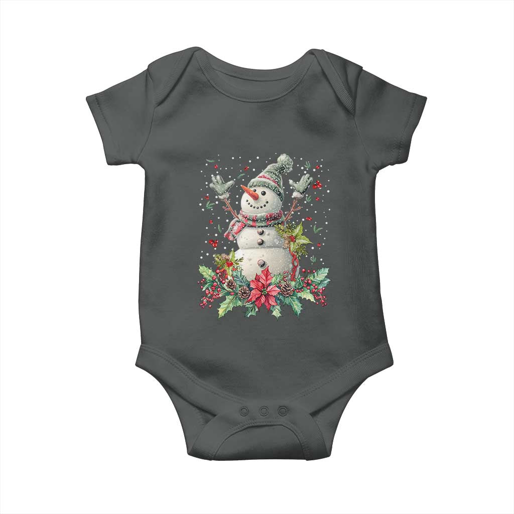 Christmas Snowman Baby Onesie Retro Winter Holiday Gift For Her