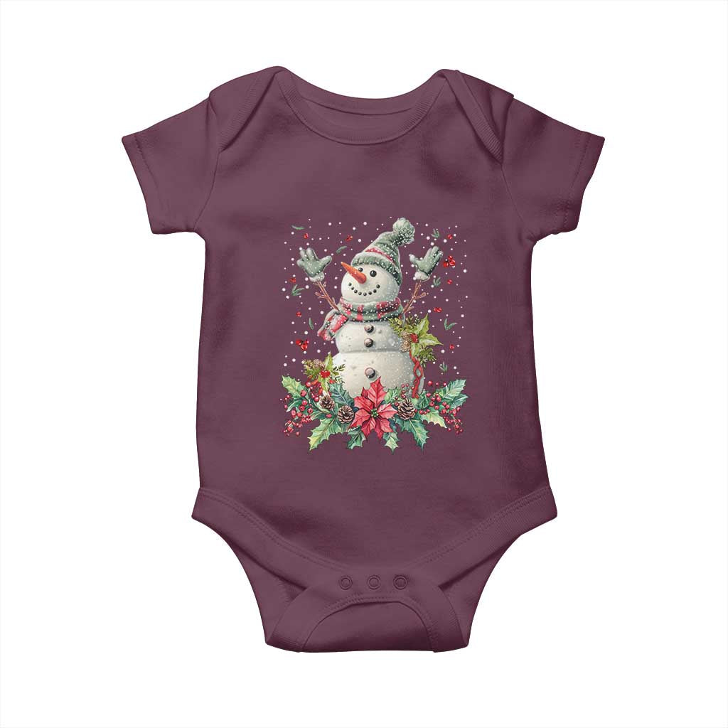 Christmas Snowman Baby Onesie Retro Winter Holiday Gift For Her
