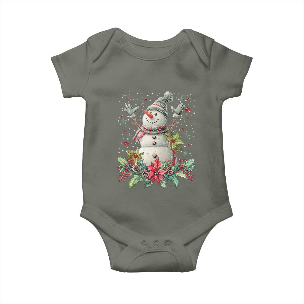 Christmas Snowman Baby Onesie Retro Winter Holiday Gift For Her