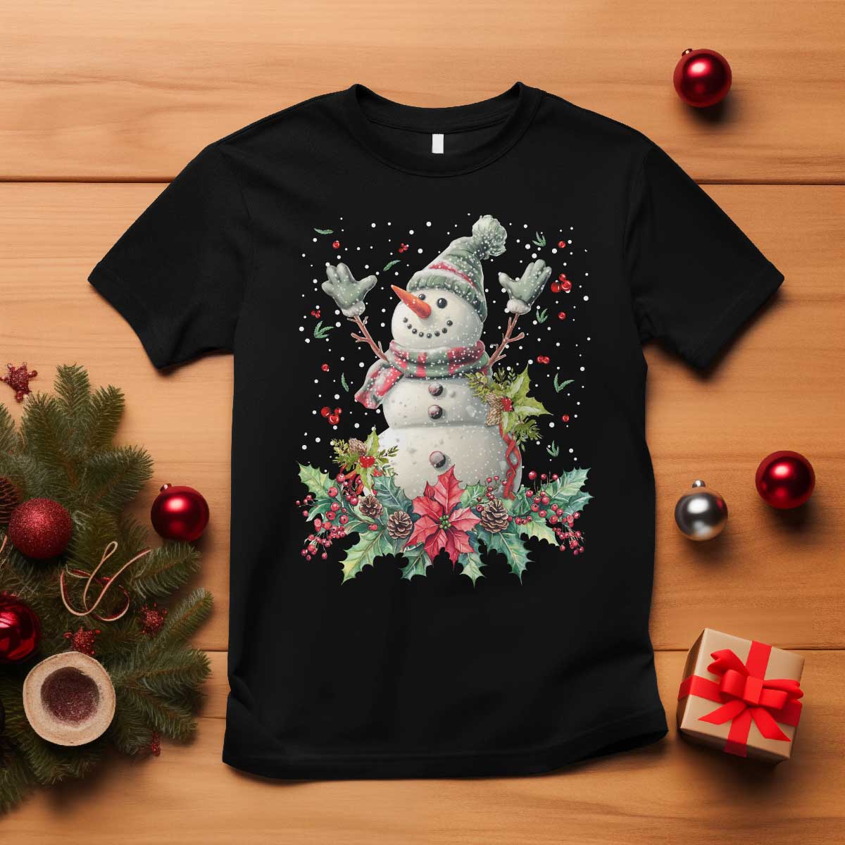 Christmas Snowman T Shirt Retro Winter Holiday Gift For Her - Wonder Print Shop