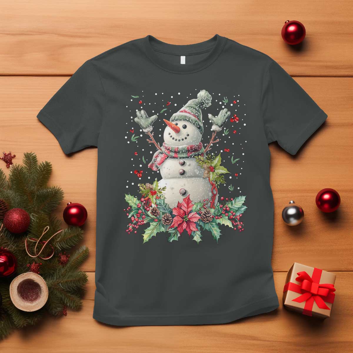 Christmas Snowman T Shirt Retro Winter Holiday Gift For Her - Wonder Print Shop