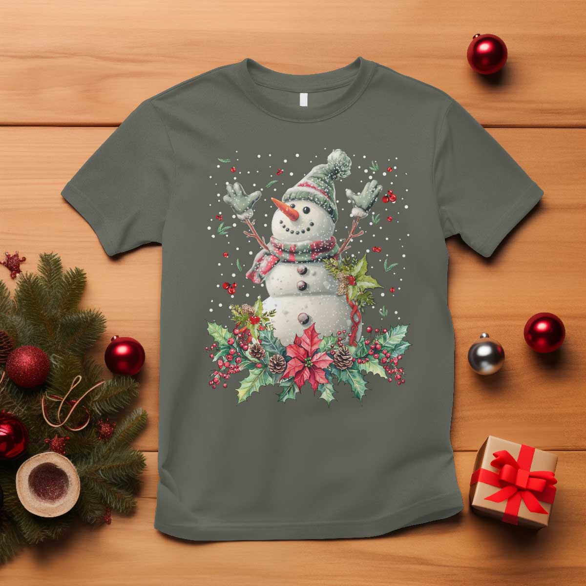 Christmas Snowman T Shirt Retro Winter Holiday Gift For Her - Wonder Print Shop