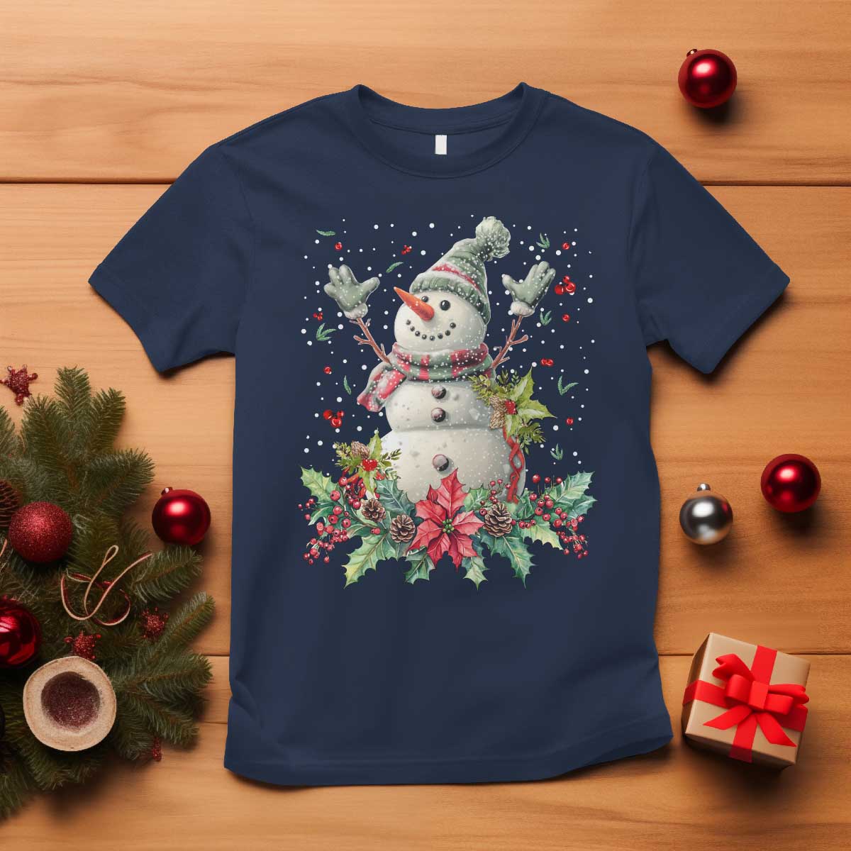 Christmas Snowman T Shirt Retro Winter Holiday Gift For Her - Wonder Print Shop