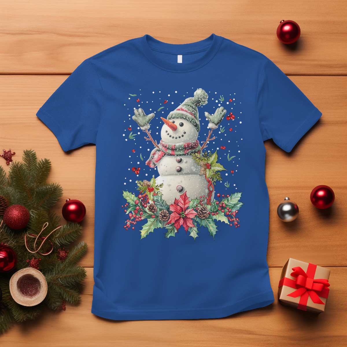 Christmas Snowman T Shirt Retro Winter Holiday Gift For Her - Wonder Print Shop